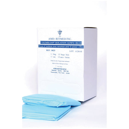 Amd Medicom Impervious Gowns - Blue Poly Thumb Loop
