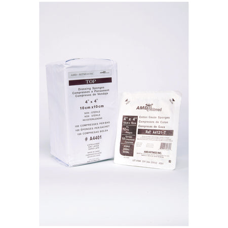 Amd Medicom Premium Gauze Sponges - Sterile 12-Ply, 8" x 4" - 100/PK, 12PK/CS