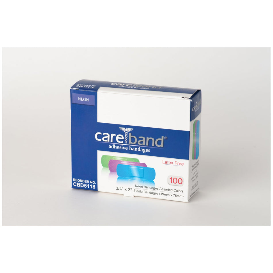 Aso Carebandtm Plastic Adhesive Strip Bandages - Neon