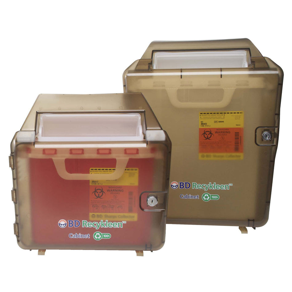 BD Sharps Collector Accessories - Locking Wall Cabinets (Recycled Brown, 2/3 Gal)