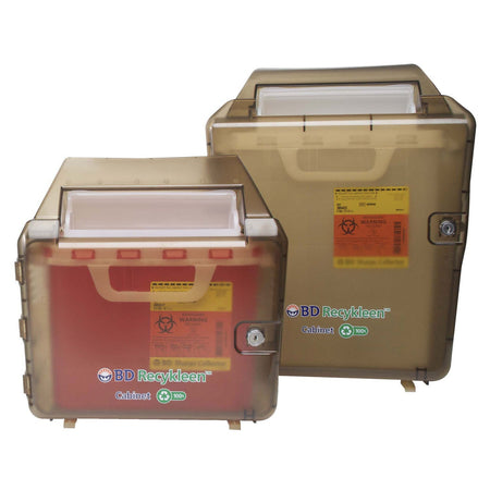 BD Sharps Collector Accessories - Locking Wall Cabinets (Recycled Brown, 5.4 Qt)