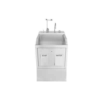 Blickman Scrub Sinks - Lodi Series - Pedestal Mounted with Soap Dispenser and Eyewash