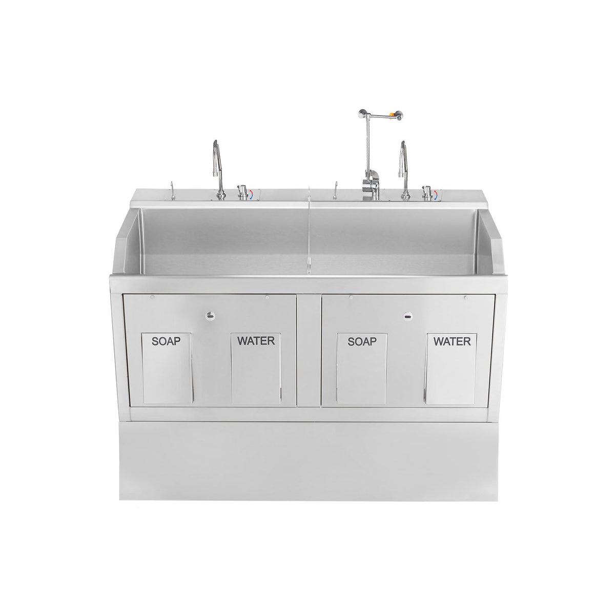 Blickman Scrub Sinks - Lodi Series - Pedestal Mounted Without Soap Dispenser - With Eyewash and Digital Timer