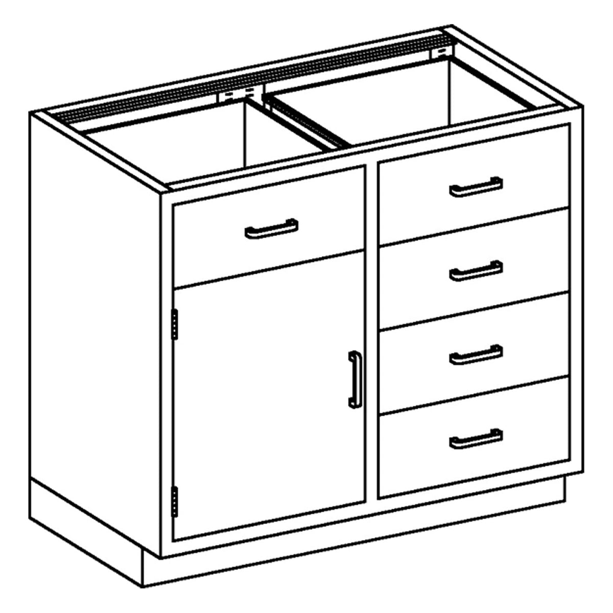 Blickman Case Cabinets - 35" Width with Stainless Steel Adjustable Shelf and Drawers - Half Size Shelf