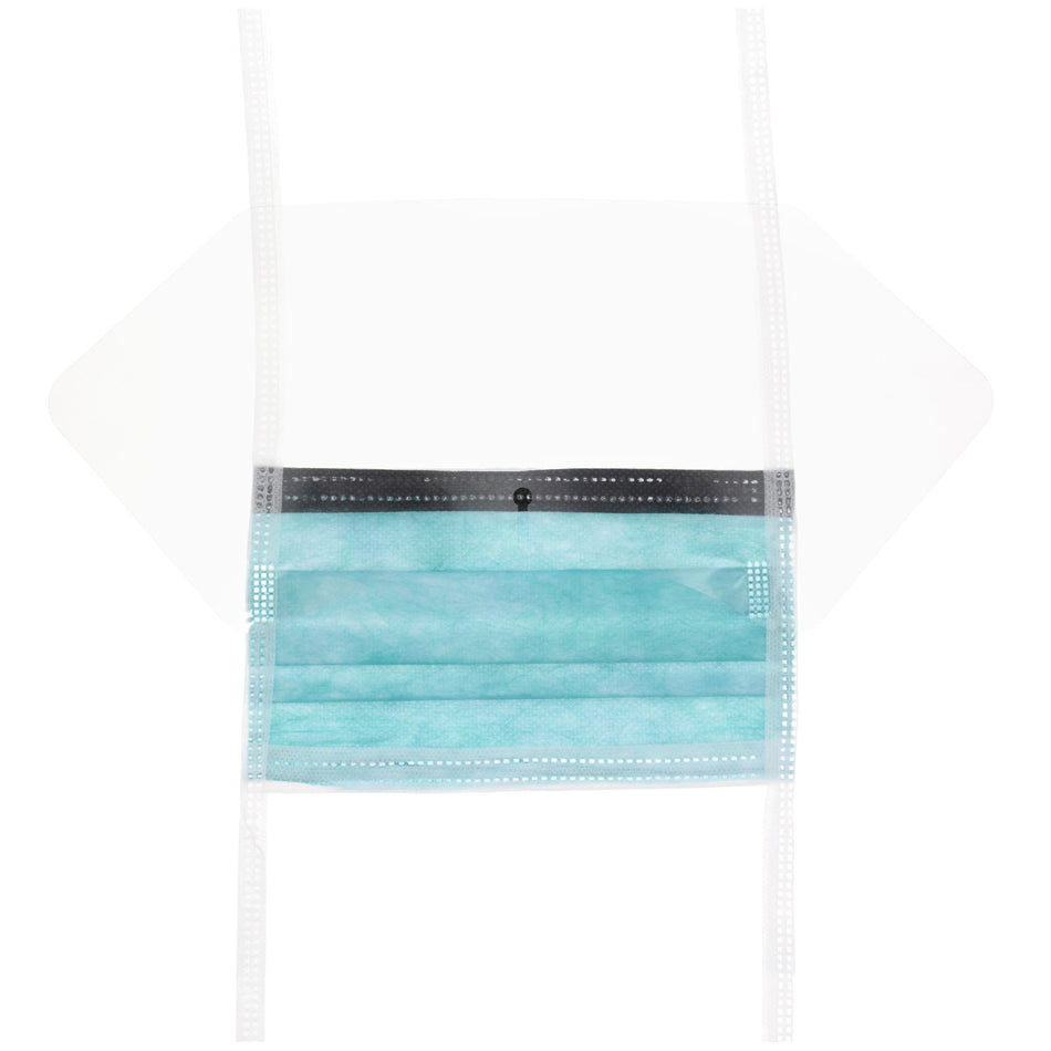 Cardinal Health Astm Level 3 Procedure & Surgical Masks - Pleated with Integrated Eyeshield - Foam Anti-Fog