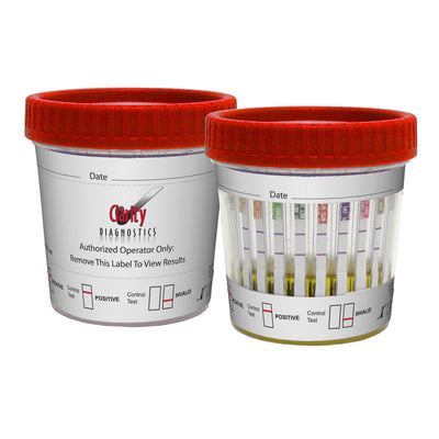 Clarity Diagnostics Drugs of Abuse - Multi-Panel Drug Tests - Round Cup - 12 Panel (OPI300) - Amp, Bar, Bzo, Coc, Mamp, Mdma, OPI300, MTD, Oxy, PCP, Tca, THC