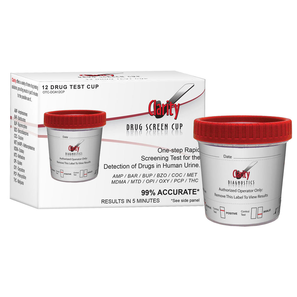 Clarity Diagnostics Drugs of Abuse - 12 Drug Round Cup, OTC Approved