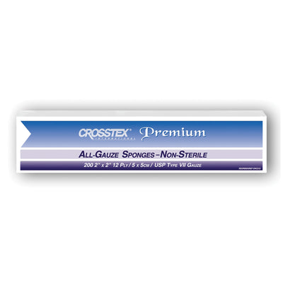 Crosstex All Gauze Premium Non-Sterile Sponges - 2" x 2" - 12 Ply
