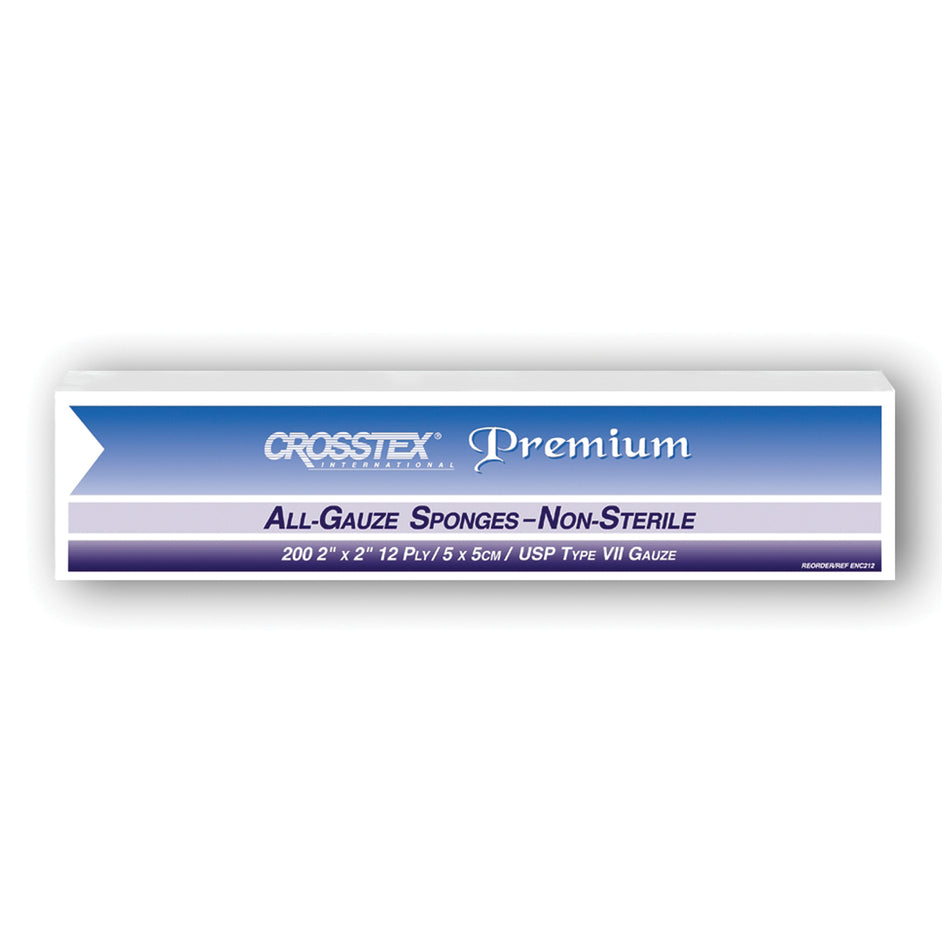 Crosstex All Gauze Premium Non-Sterile Sponges - 2" x 2" - 12 Ply