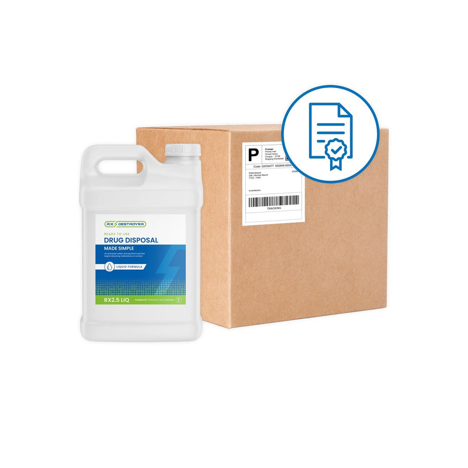 C2R Global RX Destroyer Bottles - Liquid Meds Only Formula (2.5 Gallon Bottle) with Hardener Packets