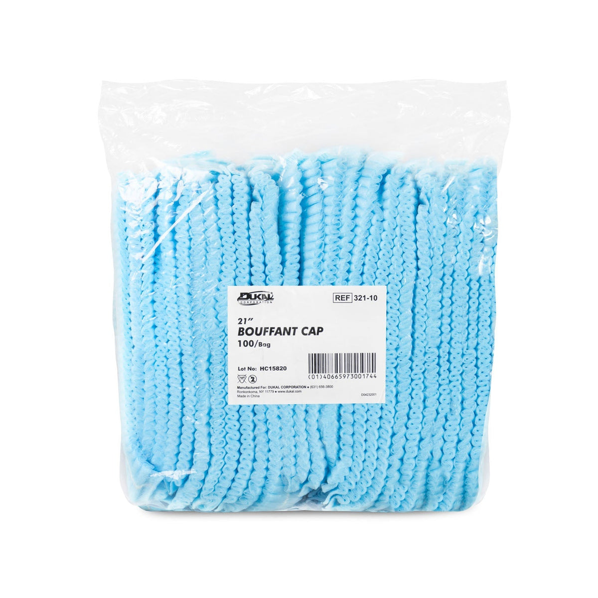 Dukal Bouffant Caps - Accordion Bagged - 21" Green
