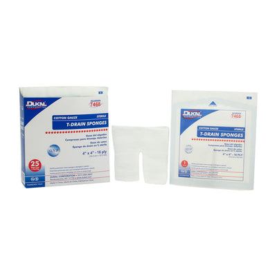 Dukal IV & T-Drain Sponges - 4" x 4" - 16 Ply
