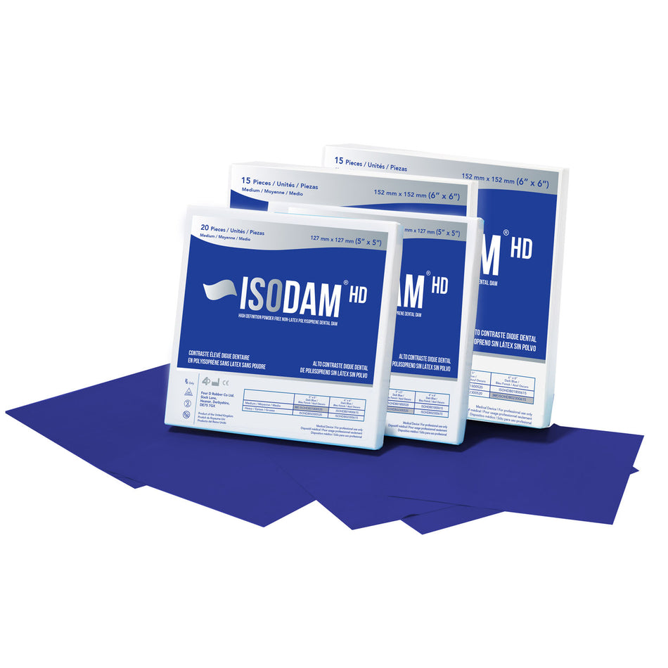 Four D Rubber Isodam HD Royal Blue Polyisoprene Dental Dam - Medium