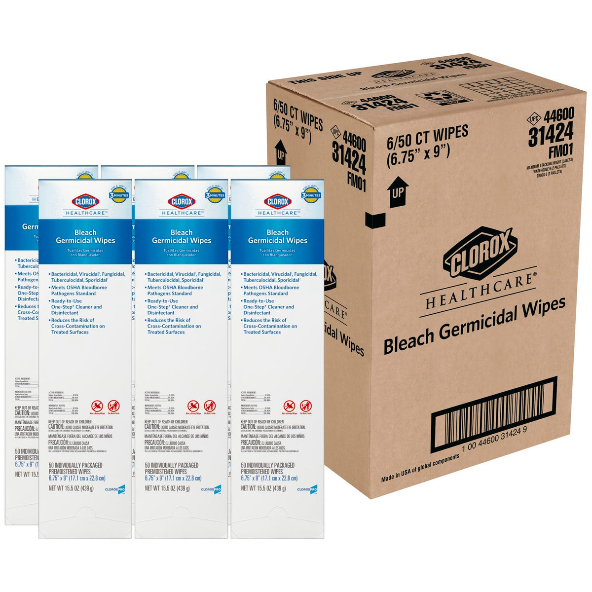 Clorox Healthcare Bleach Germicidal Cleaners - Individually Wrapped Wipes