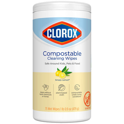 Clorox Commercial Solutions Disinfecting Wipes - Compostable, Simply Lemon