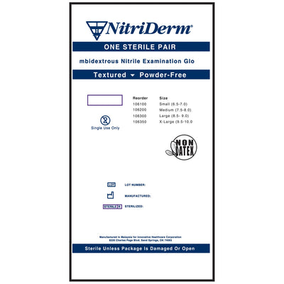 Innovative Nitriderm Sterile Powder-Free Nitrile Exam Gloves - Standard