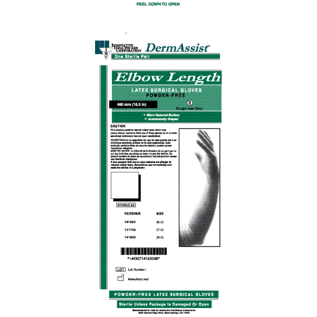 Innovative Dermassist Elbow Length Powder-Free Latex Surgical Gloves