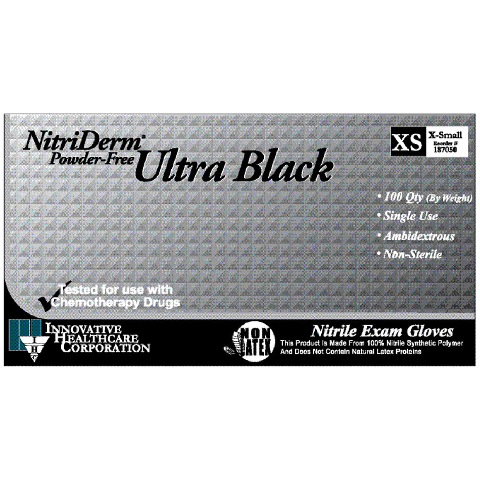 Innovative Nitriderm Ultra Black Powder-Free Nitrile Synthetic Gloves