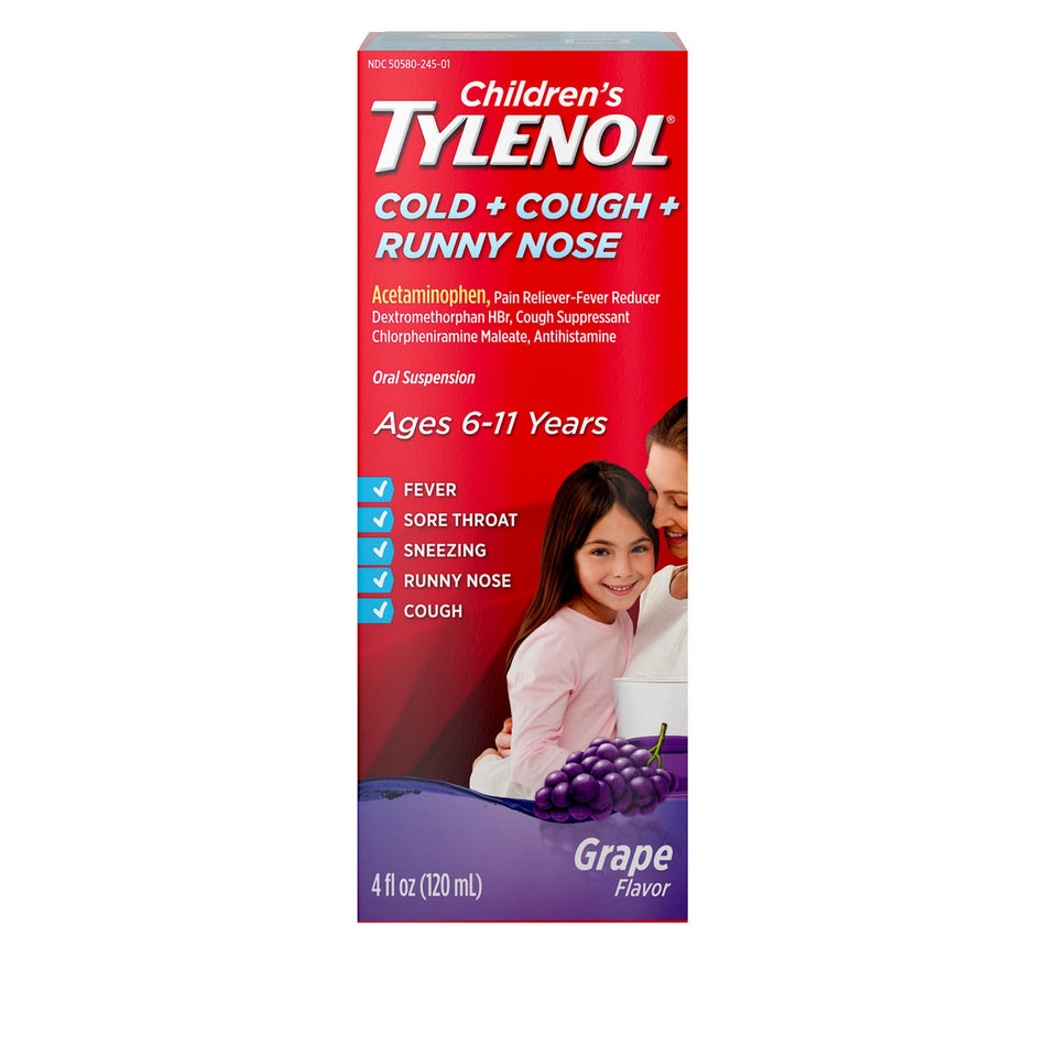 Kenvue Children's Tylenol - Ages 6-11 Years, Cold + Cough + Runny Nose