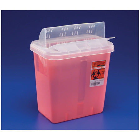 Cardinal Health In-Room Containers with Always-Open Lids - Transparent Red