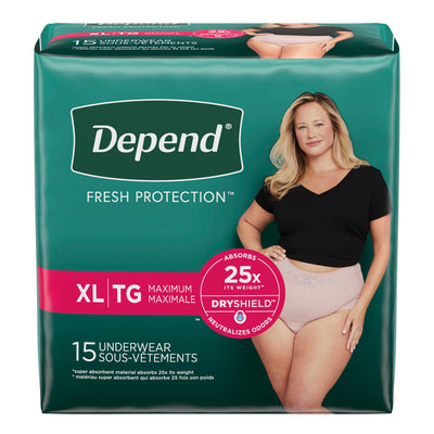 Kimberly-Clark Depend Protective Underwear - Maximum Absorbency for Women - Peach