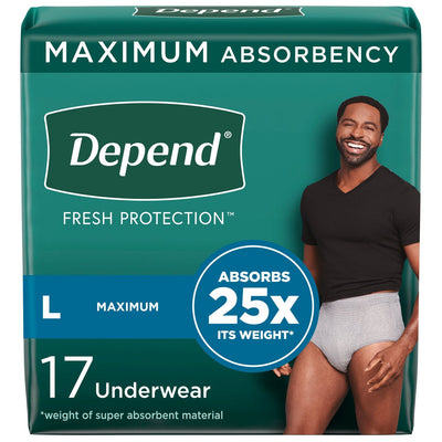 Kimberly-Clark Depend Protective Underwear - Maximum Absorbency for Men - Large