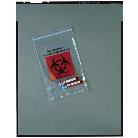 Medegen Lab Safetm Laboratory Specimen Collection Bags - Zip Closure, Biohazard Print