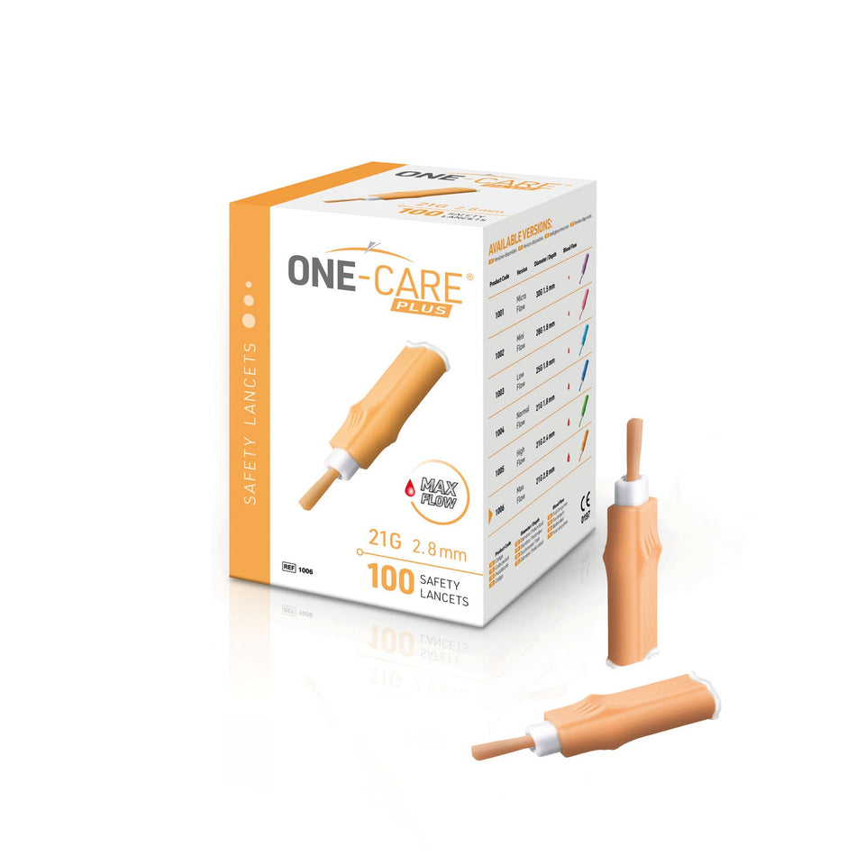 Medivena One-Care Plus Safety Lancets - 21G X 2.8MM