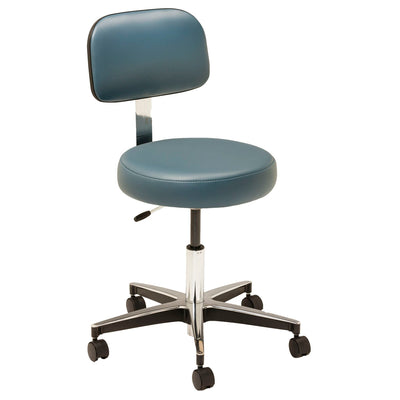 Mti Stool - Pneumatic Hand Operated - Chrome Base with Ergo Backrest - Premium Upholstery