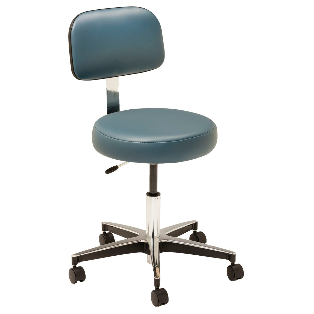 Mti Stool - Pneumatic Hand Operated - Chrome Base with Ergo Backrest - Premium Upholstery – image 4