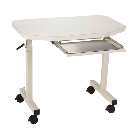 Mti Instrument Table with Edge Guard - Solid Surf-Frosty White Finish