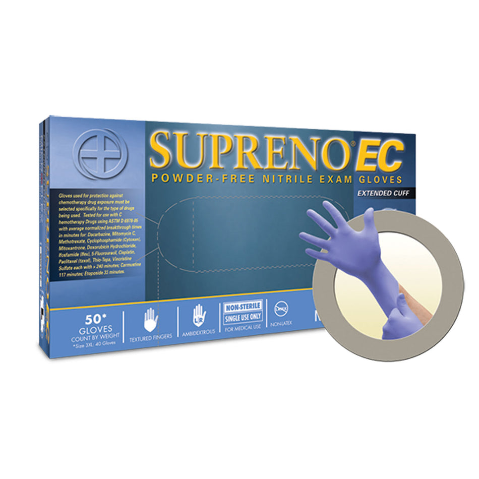 Ansell Microflex Supreno Ec Powder-Free Extended Cuff Nitrile Exam Gloves