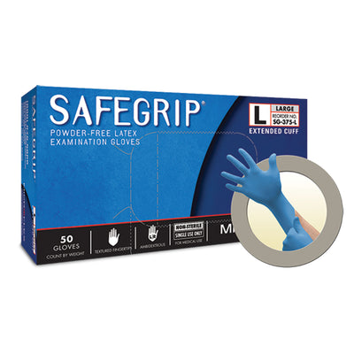 Ansell Microflex Safegrip Powder-Free Extended Cuff Latex Exam Gloves