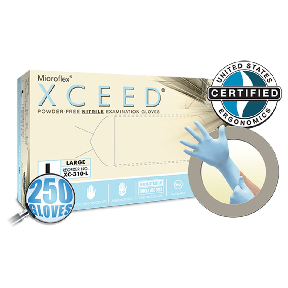 Ansell Microflex Xceed Powder-Free Nitrile Exam Gloves - X-Large