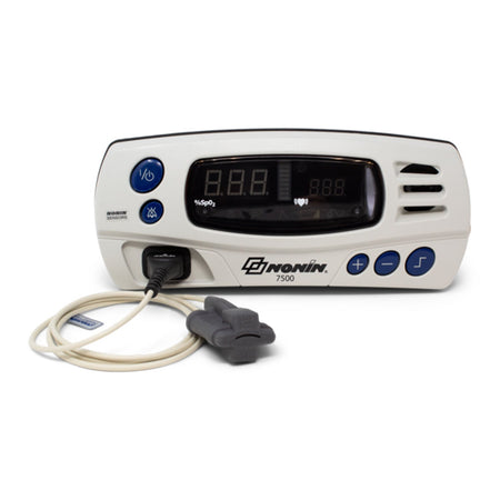 Nonin Model 7500 Tabletop Pulse Oximeters - Medium Soft Sensor (8000SM)