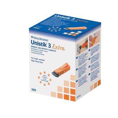 Owen Mumford Unistik 3 Pre-Set Single Use Safety Lancets - Extra 21G