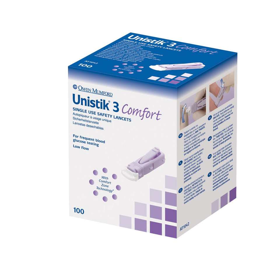 Owen Mumford Unistik 3 Pre-Set Single Use Safety Lancets - Comfort 28G