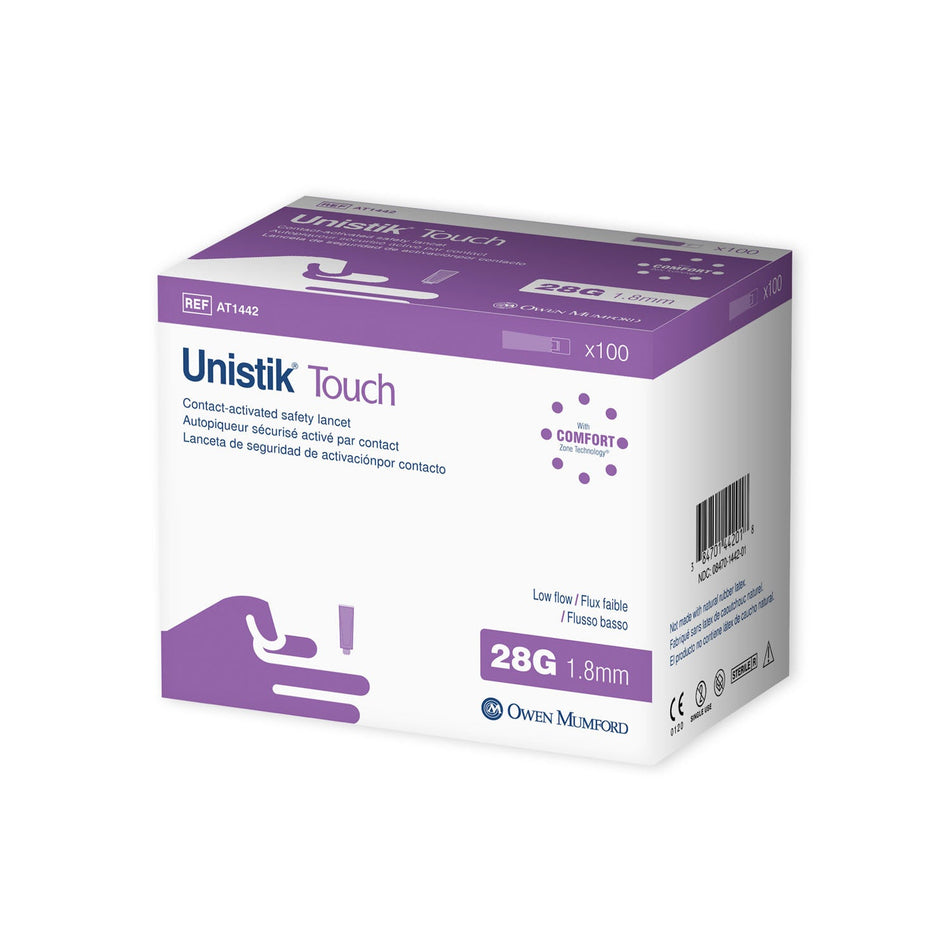 Owen Mumford Unistik Touchtm Single Use Safety Lancet - Low Flow 28G