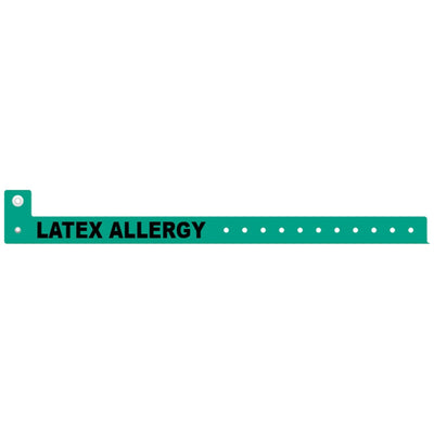 Medical ID Solutions Tri-Laminate Alert Wristbands - Latex Allergy (L Shape)
