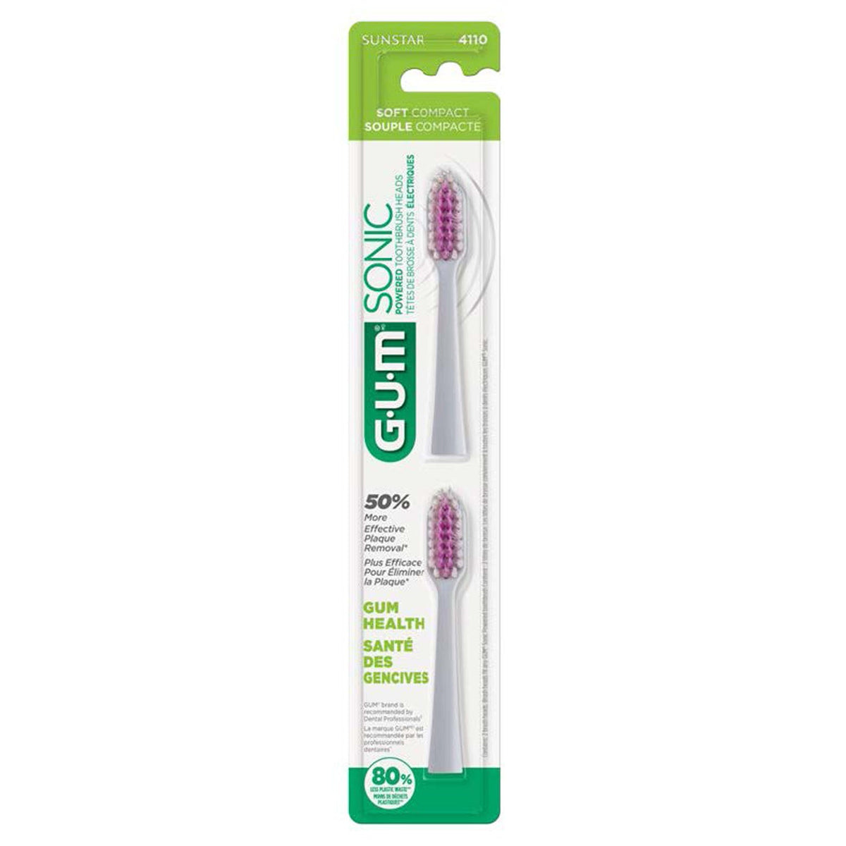 Sunstar Gum Sonic Power Toothbrush Brush Head Refills - White Handle