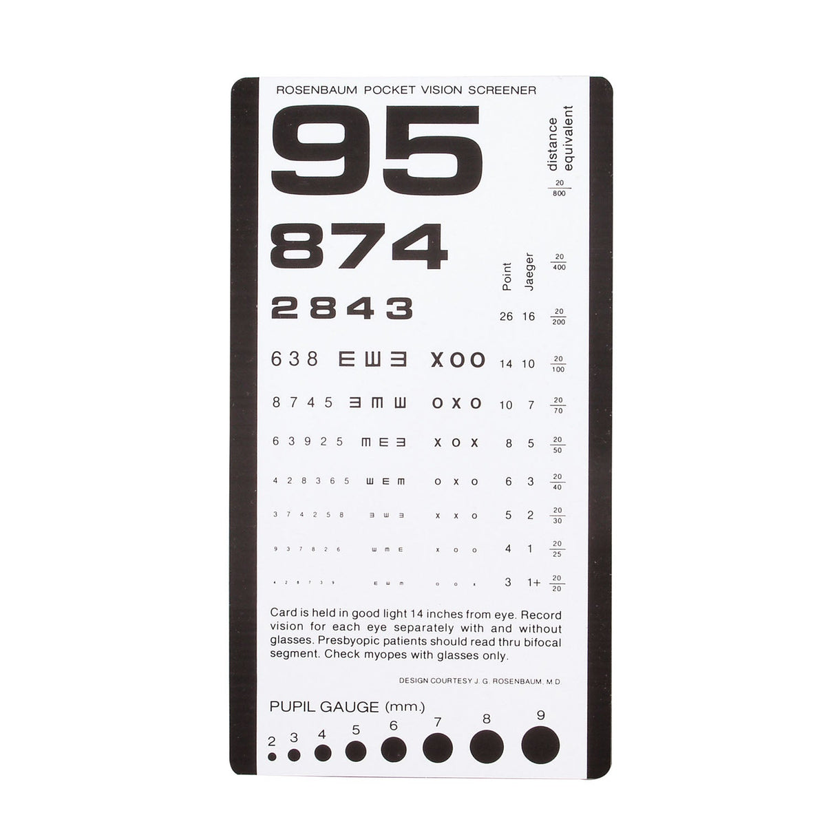 Dukal Tech-Med Eye Charts - Pocket Chart