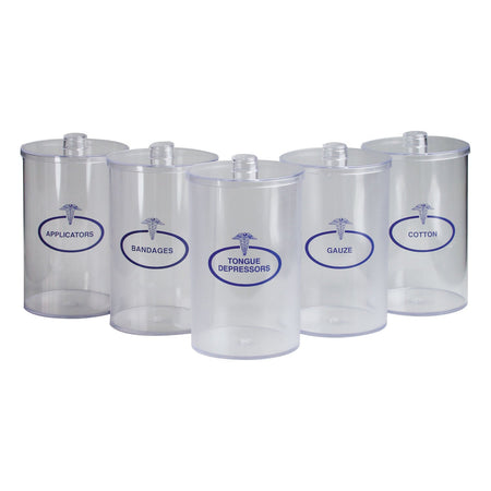 Dukal Tech-Med Sundry Jars - Clear Plastic, Blue Imprint