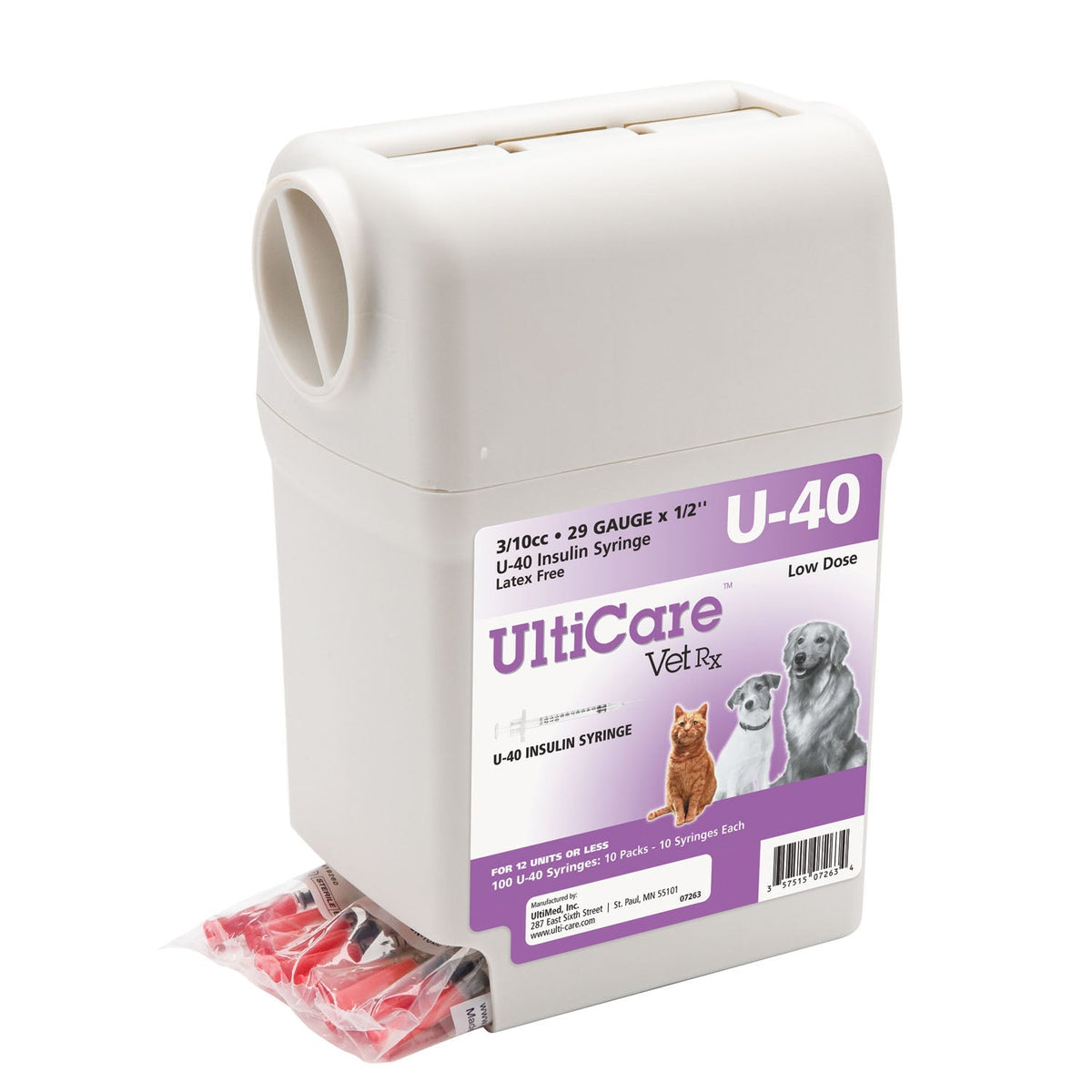 Ultimed Ultricare Vetrx Diabetes Care Insulin Syringe Dispensers - U-40, 29G X 3/10CC
